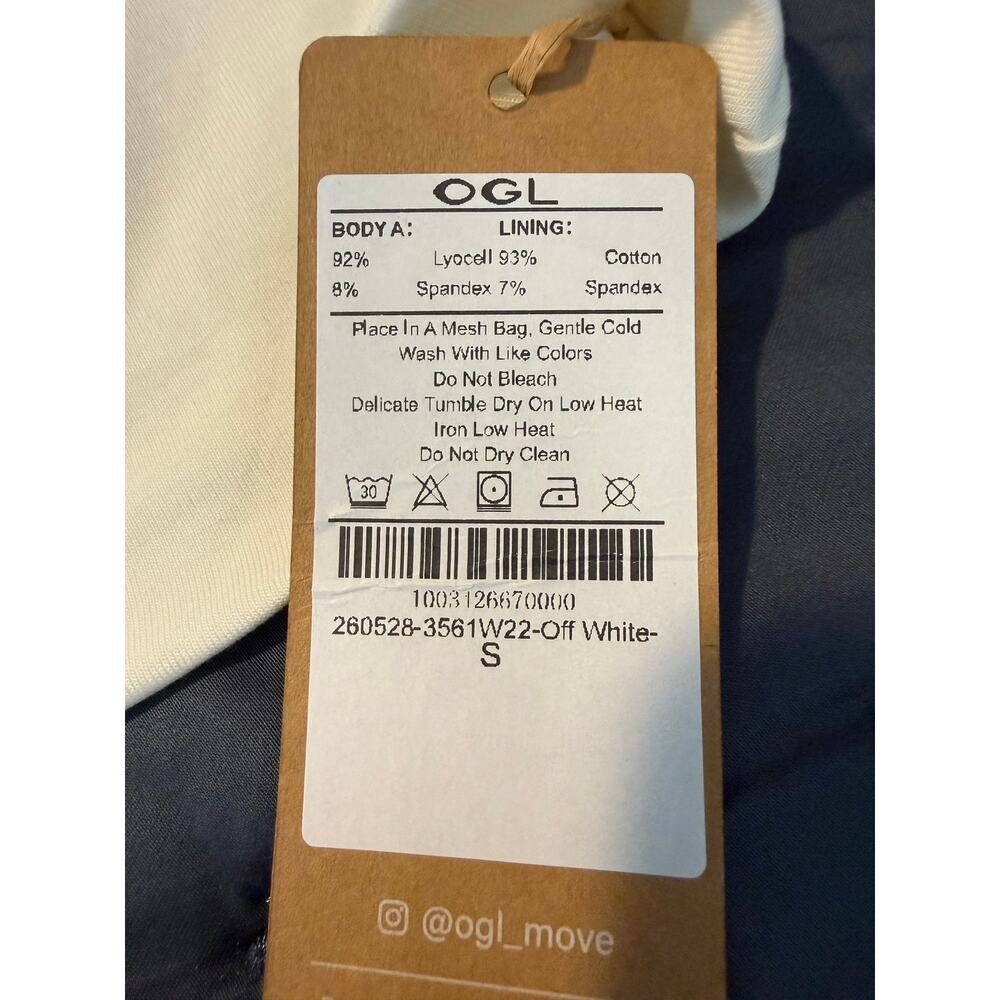 NWT OGL Off White Cream Lyocell Bandeau Banded Hem Built In Brami Bra Top S $45 - Picture 3 of 7